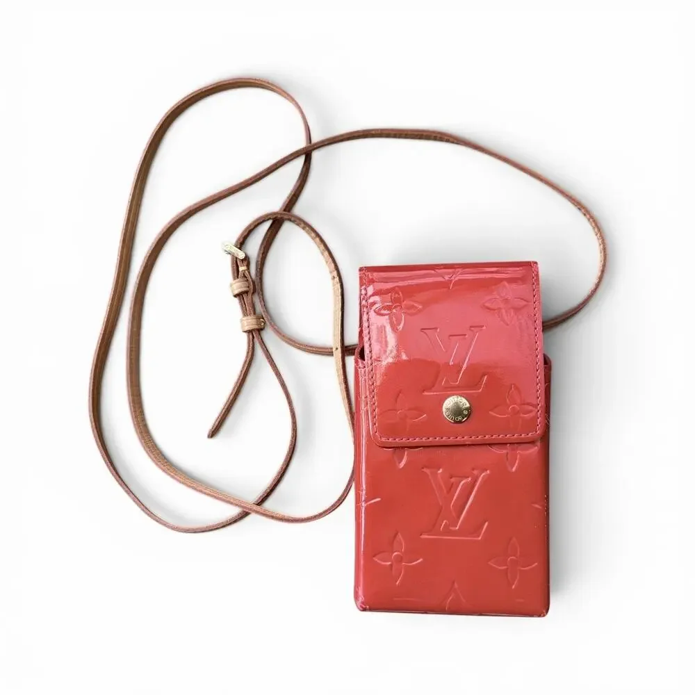 Louis Vuitton Vernis Red Patent Leather Compact Case w/Strap & Dust Bag